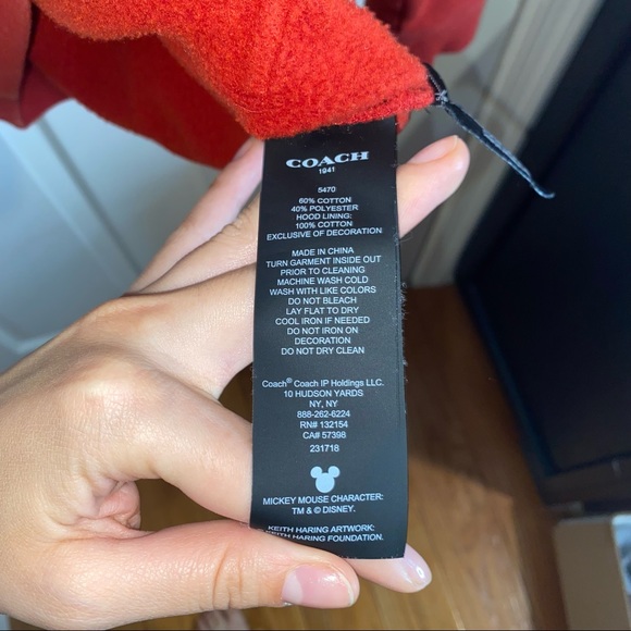 COACH X DISNEY MICKEY MOUSE X KEITH HERING RED HOODIE SIZE XS - Picture 10 of 10